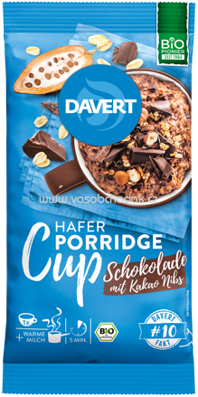 Davert Hafer Porridge Cup Schokolade mit Kakao Nibs, 65g
