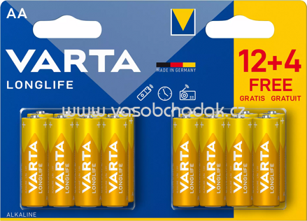 Varta Alkaline Batterien Longlife AA, 16 St