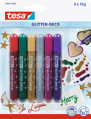 Tesa Glitzerkleber Glitter-Deco 6er Packung sortiert, 6x10 g, 6 St