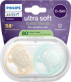 PHILIPS AVENT Schnuller ultra soft, forest friends Silikon, creme/mint, 0-6 Monate, 2 St