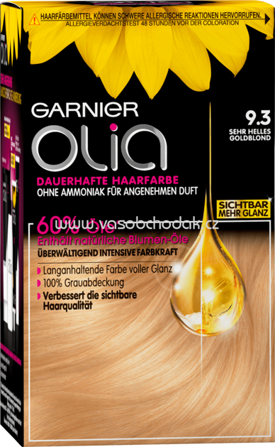 GARNIER Olia barva na vlasy - velmi světlá zlatá blond 9.3, 1 ks z Německa