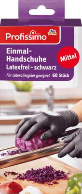 Profissimo Einmal Handschuhe, Latexfrei, schwarz, Mittel, 60 St
