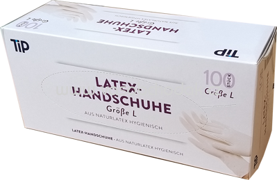 Tip Latex Handschuhe aus Naturlatex Hygienisch, Größe L, 100 St
