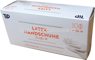 Tip Latex Handschuhe aus Naturlatex Hygienisch, Größe M, 100 St