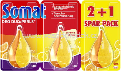 Somat Spülmaschinen-Deo Duo-Perls Zitrone & Orange Sparpack, 2+1 St