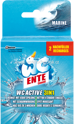 WC-Ente Duftstein WC Active 3in1 Marine Nachfüller, 2x40g, 80g