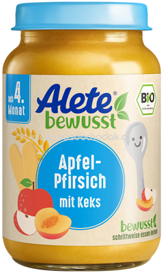 Alete Apfel Pfirsich mit Keks, nach dem 4. Monat, 190g