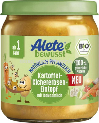 Alete Kartoffel Kichererbsen Eintopf mit Kokosmilch, ab 1 Jahr, 250g