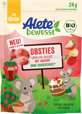 Alete Kindersnack Obsties Erdbeere Banane mit Joghurt , ab 3 Jahren, 24g