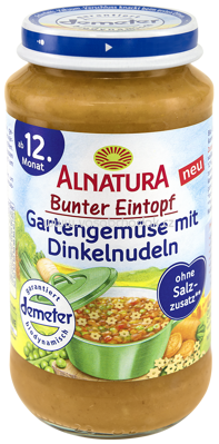 Alnatura Bunter Eintopf Gartengemüse mit Dinkelnudeln, ab 12. Monat, 250 g