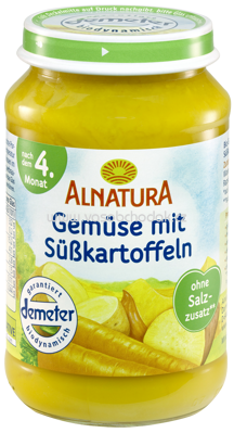 Alnatura Gemüse mit Süßkartoffeln, nach dem 4. Monat 190 g