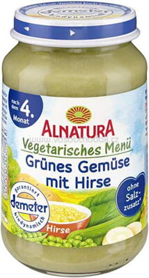 Alnatura Vegetarisches Menü Grünes Gemüse mit Hirse, nach dem 4. Monat, 190g