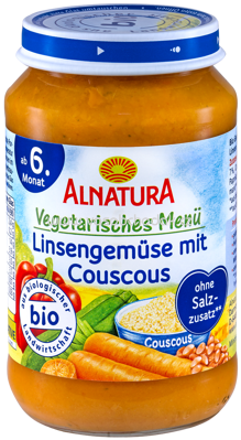 Alnatura Vegetarisches Menü Linsengemüse mit Couscous ab 6. Monat, 190 g