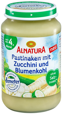 Alnatura Pastinaken mit Zucchini und Blumenkohl, nach dem 4. Monat, 190 g