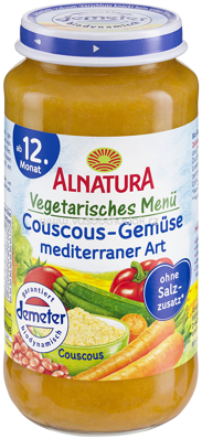 Alnatura Vegetarisches Menü Couscous-Gemüse mediterraner Art, ab 12. Monat, 250g