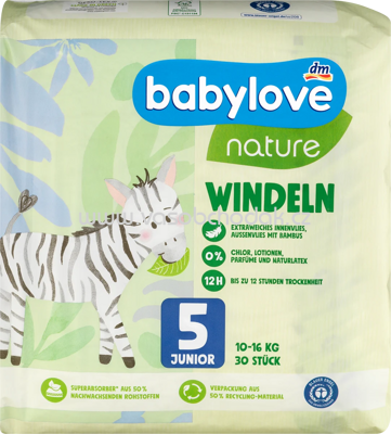 Babylove Windeln nature Gr. 5, Junior, 10-16 kg, 30 St