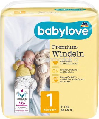 Babylove Windeln Premium Gr. 1, Newborn, 2-5 kg, 28 St