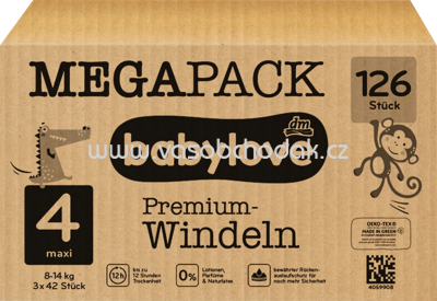 Babylove Windeln Premium Gr. 4 Maxi, 8-14 kg, Megapack, 126 St