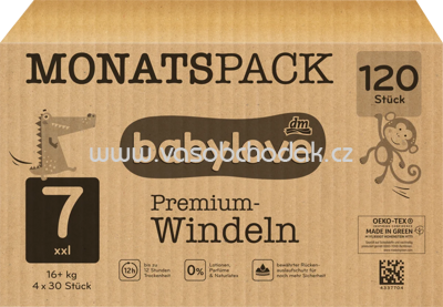 Babylove Windeln Premium Monatspack Gr. 7 XXL 16+ kg, 120 St
