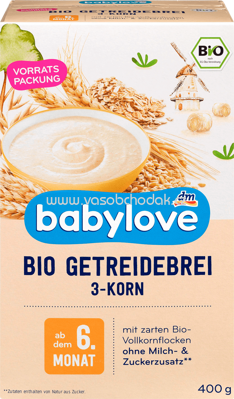 Babylove Bio Getreidebrei 3-Korn ab dem 6. Monat, 400 g