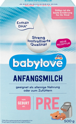 Babylove Anfangsmilch Pre, von Geburt an, 500g