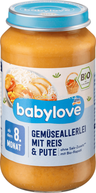 Babylove Gemüseallerlei mit Reis & Pute, ab dem 8. Monat, 220g
