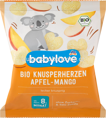 Babylove Bio Knusperherzen Apfel - Mango, ab dem 8. Monat, 30g