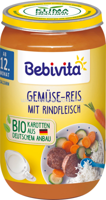 Bebivita Gemüse-Reis mit Rindfleisch, ab dem 12. Monat, 250g