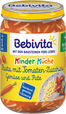 Bebivita Kinder Küche Pasta mit Tomaten Zucchini Gemüse und Pute, ab dem 12. Monat, 250g