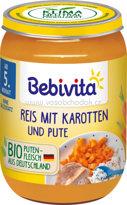 Bebivita Reis mit Karotten und Pute, ab dem 5. Monat, 190g