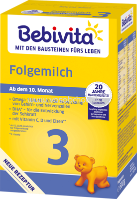 Bebivita Folgemilch 3, ab dem 10. Monat, 500g