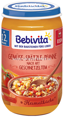 Bebivita Heimatküche - Gemüse Spätzle Pfanne nach Art Geschnetzeltem, ab 12. Monat, 250g