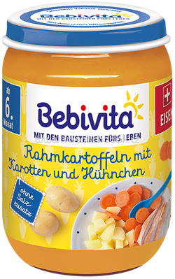 Bebivita Rahmkartoffeln mit Karotten und Hühnchen ab 6. Monat, 190 g