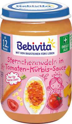Bebivita Sternchennudeln in Tomaten-Kürbis-Sauce ab 12. Monat, 250 g