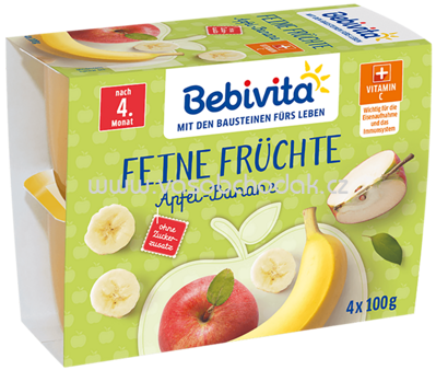 Bebivita Feine Früchte Apfel-Banane, nach dem 4 Monat, 4x100g, 0,4kg