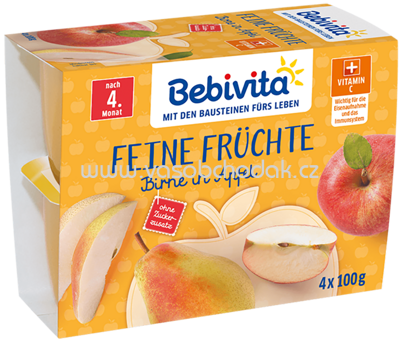 Bebivita Feine Früchte Birne in Apfel, nach dem 4 Monat, 4x100g, 0,4kg