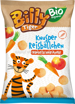 Billy Tiger Bio Knusper Reisbällchen Karotte & Apfel, ab 3 Jahren, 30g