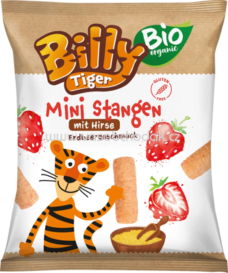 Billy Tiger Bio Mini Stangen mit Hirse Erdbeer Geschmack, ab 3 Jahren, 30g