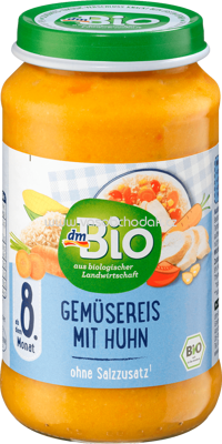 dmBio Gemüsereis mit Huhn, ab dem 8. Monat, 220g