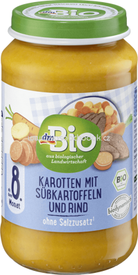 dmBio Karotten mit Süßkartoffeln und Rind, ab dem 8. Monat, 220g