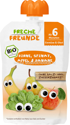 Freche Freunde Quetschbeutel Birne, Spinat, Apfel & Banane, ab 6. Monat, 100g