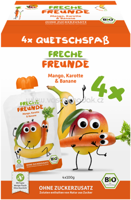 Freche Freunde Quetschbeutel Mango, Karotte & Banane, ab 6. Monat, 4x100g 400g