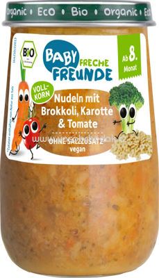 Freche Freunde Nudeln mit Brokkoli, Karotte & Tomate, ab dem 8. Monat, 190g