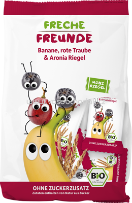 Freche Freunde Mini Riegel Banane, Rote Traube & Aronia, ab 12. Monat, 80g