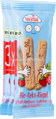 FruchtBar Bio Keks Riegel mit Dinkel, Himbeere, Erdbeere, Apfel, ab 8. Monaten, 3x30g, 90g