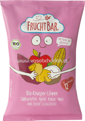 FruchtBar Bio Knusper Löwen, Süßkartoffel, Apfel, Kokos, Mais, ab 12. Monat, 30g