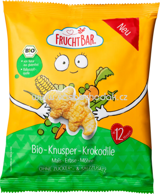 FruchtBar Bio Knusper Krokodile Mais Erbse Möhre, ab 12. Monaten, 30g