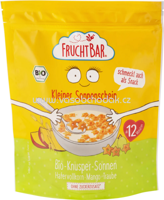 FruchtBar Bio Knusper Sonnen Hafervollkorn, Mango, Traube, ab 12. Monaten, 125g