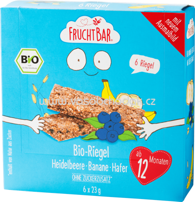 FruchtBar Bio Fruchtriegel Heidelbeere, Banane, Hafer, ab 12. Monat, 6 St