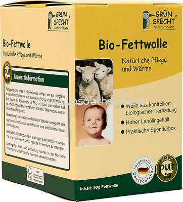 Grünspecht Bio-Fettwolle, 50g